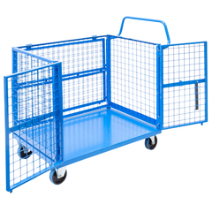 Mesh Cage Trolley with Lockable Double Swing Doors & Lockable Lid-Hammerox Industrial