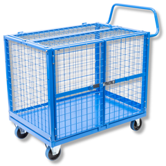 Mesh Cage Trolley with Lockable Double Swing Doors & Lockable Lid-Hammerox Industrial