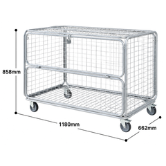 Mesh Trolley with Folding Lid & Side-Hammerox Industrial