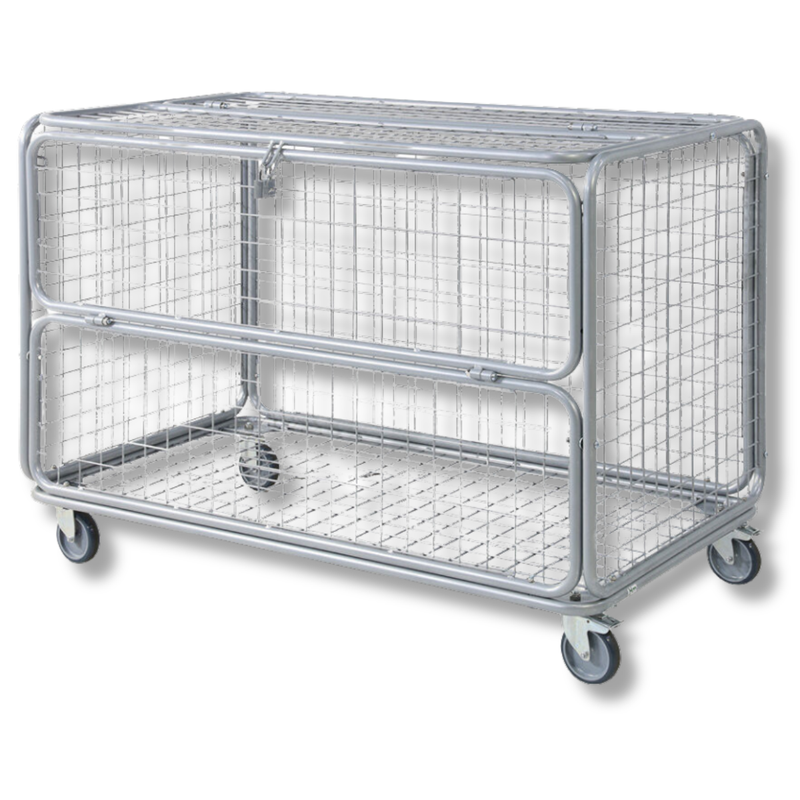 Mesh Trolley with Folding Lid & Side-Hammerox Industrial