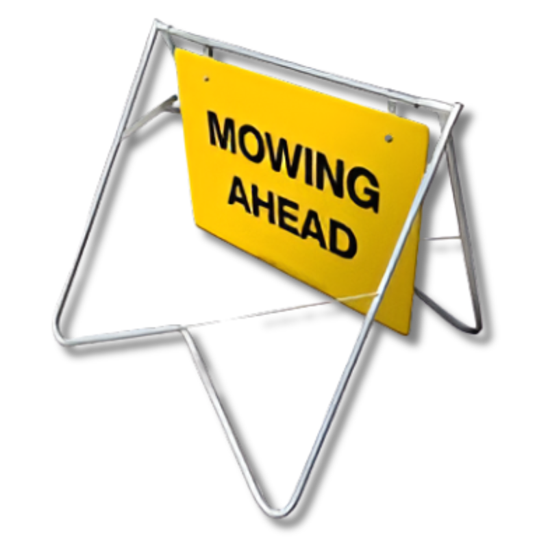 Mowing Ahead Swing Stand & Sign