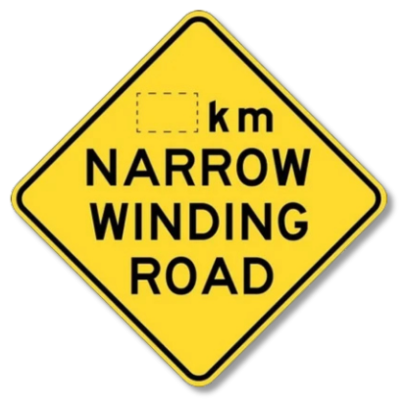 Narrow Winding Road Sign Class 1 Reflective 600 x 600mm