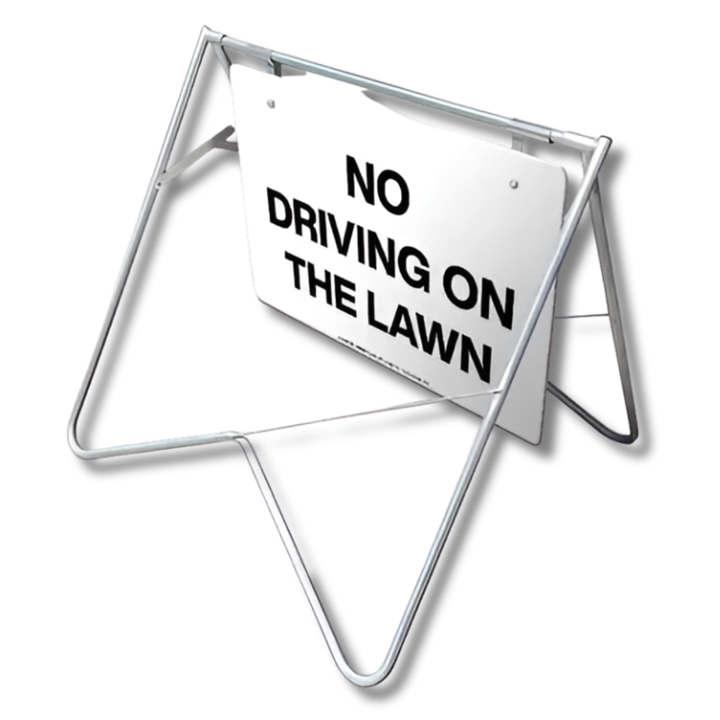 No Driving on the Lawn Swing Stand & Sign