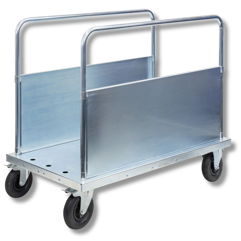 Panel Cart with 2 Adjustable Load Bars & Side Wall Flat-Free Castors-Hammerox Industrial