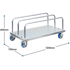 Panel Cart with 3 Adjustable Low Load Bars Polyurethane Castors-Hammerox Industrial