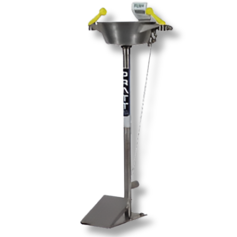 Pedestal Mounted Single Nozzle Eyewash with Bowl & Foot Treadle