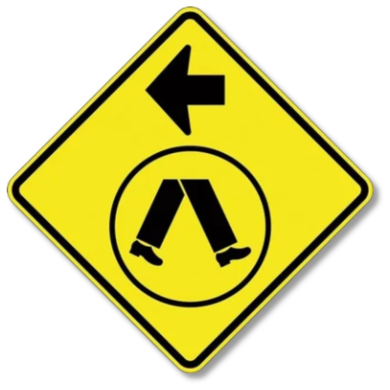 Pedestrians Crossing Left Sign Class 1 Reflective 600 x 600mm