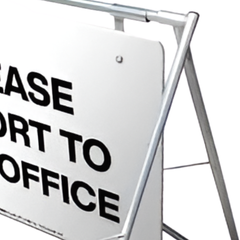 Please Report to Site Office Swing Stand & Sign
