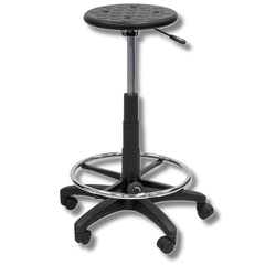 Polyurethane Round Seat with Foot Rest & Castors-Hammerox Industrial
