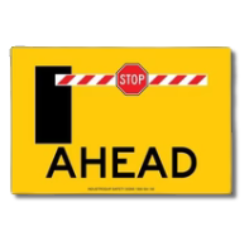 Portable Boom Gate Ahead Reflective Metal Sign