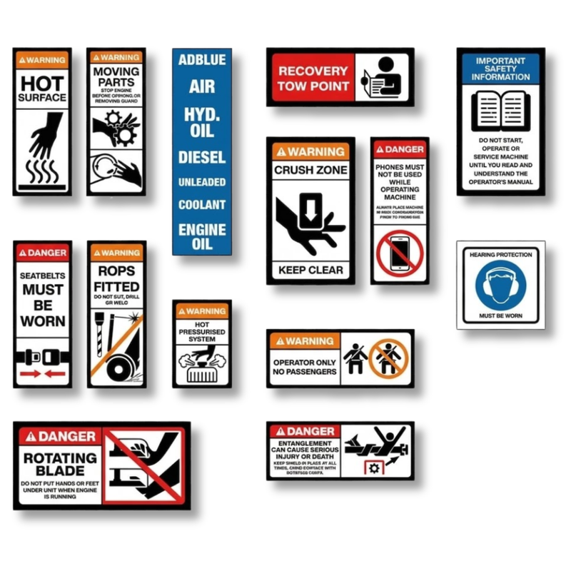 Ride On Lawn Mower Safety Sticker Pack