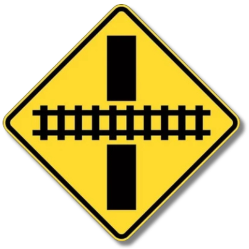 Right Angle Train Crossing Sign Class 1 Reflective 600 x 600mm