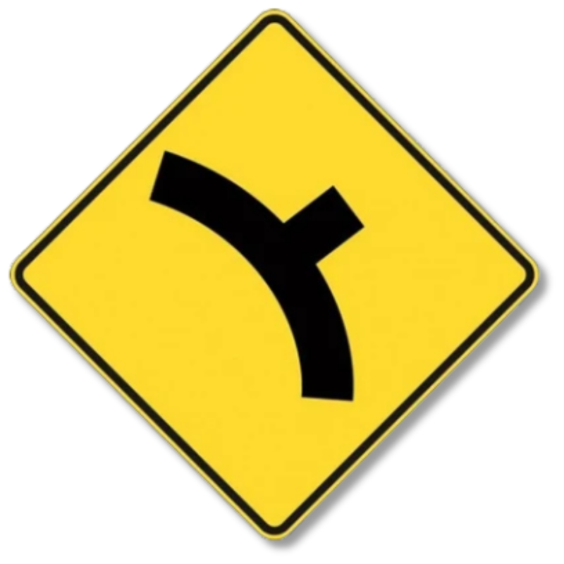 Right Intersection on Bend Sign Class 1 Reflective 600 x 600mm