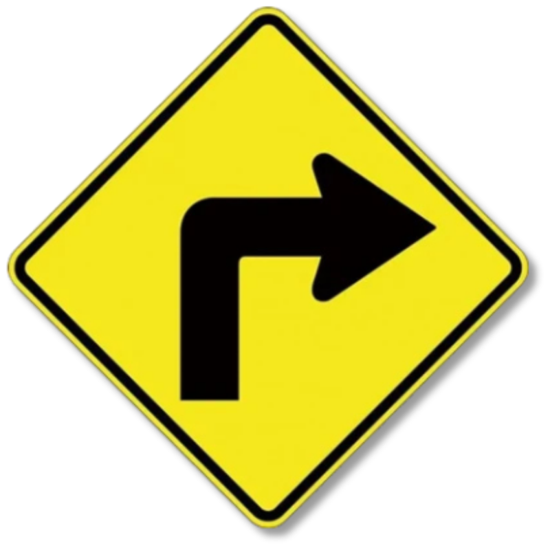 Right Turn Arrow Sign Class 1 Reflective 600 x 600mm