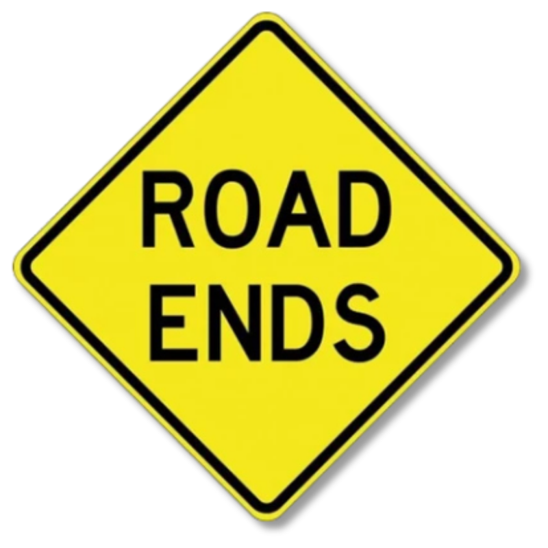 Road Ends Sign Class 1 Reflective 600 x 600mm