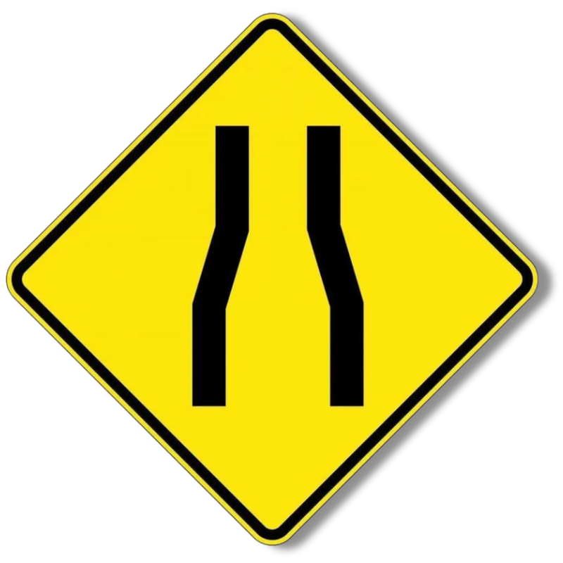 Road Narrows Sign