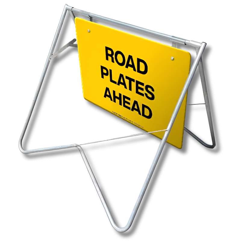 Road Plates Ahead Swing Stand & Sign