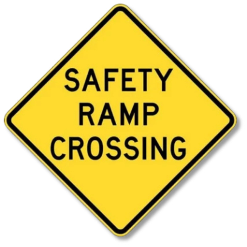 Safety Ramp Crossing Sign Class 1 Reflective 600 x 600mm