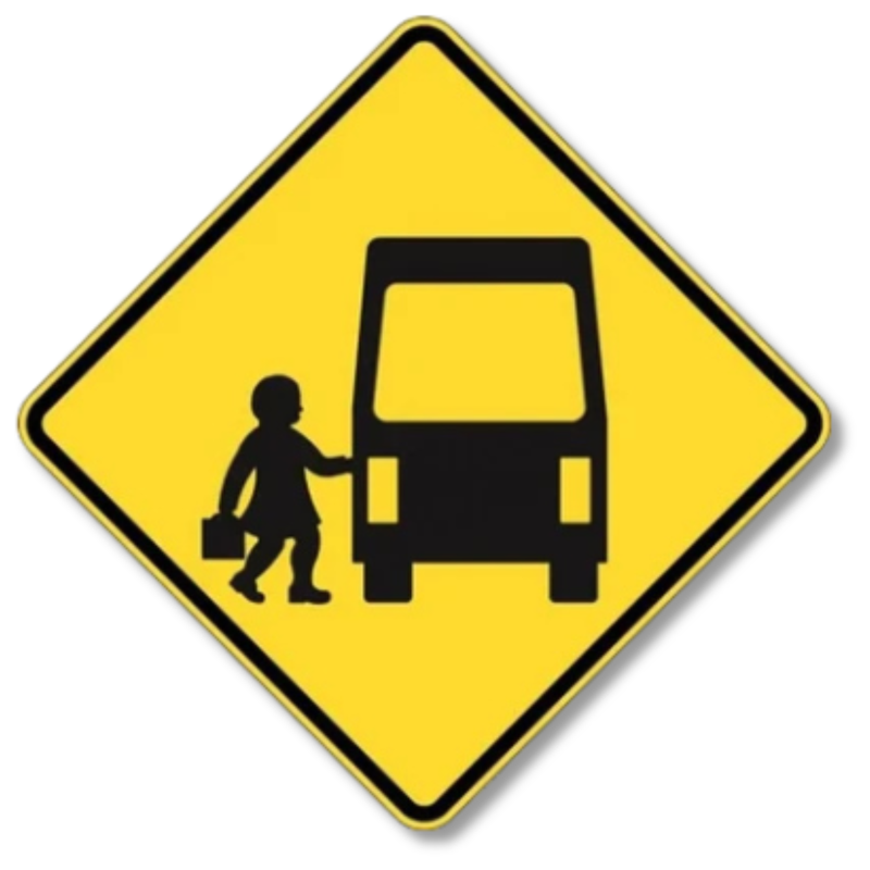 School Bus Rear View Sign Class 1 Reflective 600 x 600mm