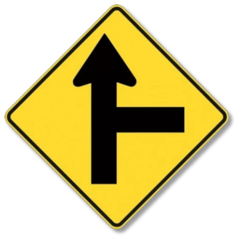 Side Road Intersection Right Sign Class 1 Reflective 600 x 600mm