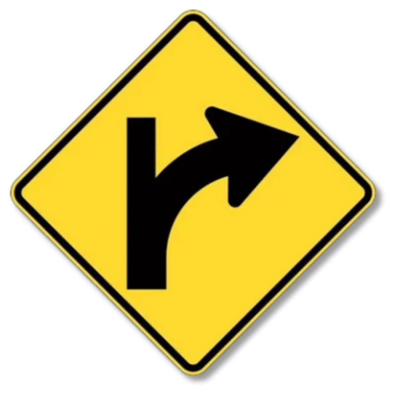 Side Road on Straight Alignment Right Sign Class 1 Reflective 600 x 600mm