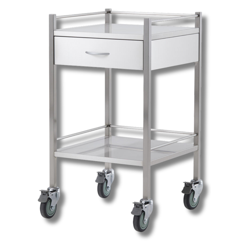 Single Stainless Steel Instrument Trolley with 1 Drawer-Hammerox Industrial