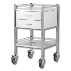 Single Stainless Steel Instrument Trolley with 2 Drawers-Hammerox Industrial