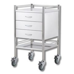 Single Stainless Steel Instrument Trolley with 3 Drawers-Hammerox Industrial