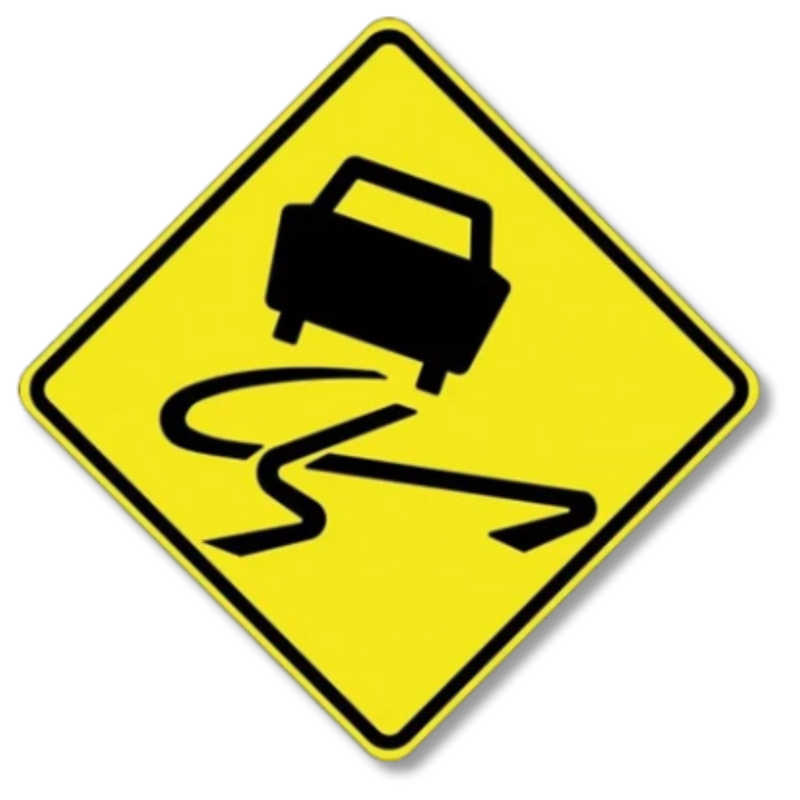 Slippery Road Sign Class 1 Reflective 600 x 600mm
