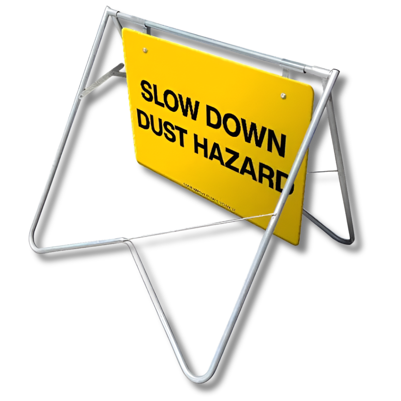 Slow Down Dust Hazard Swing Stand & Sign