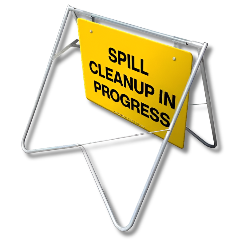 Spill Cleanup in Progress Swing Stand & Sign
