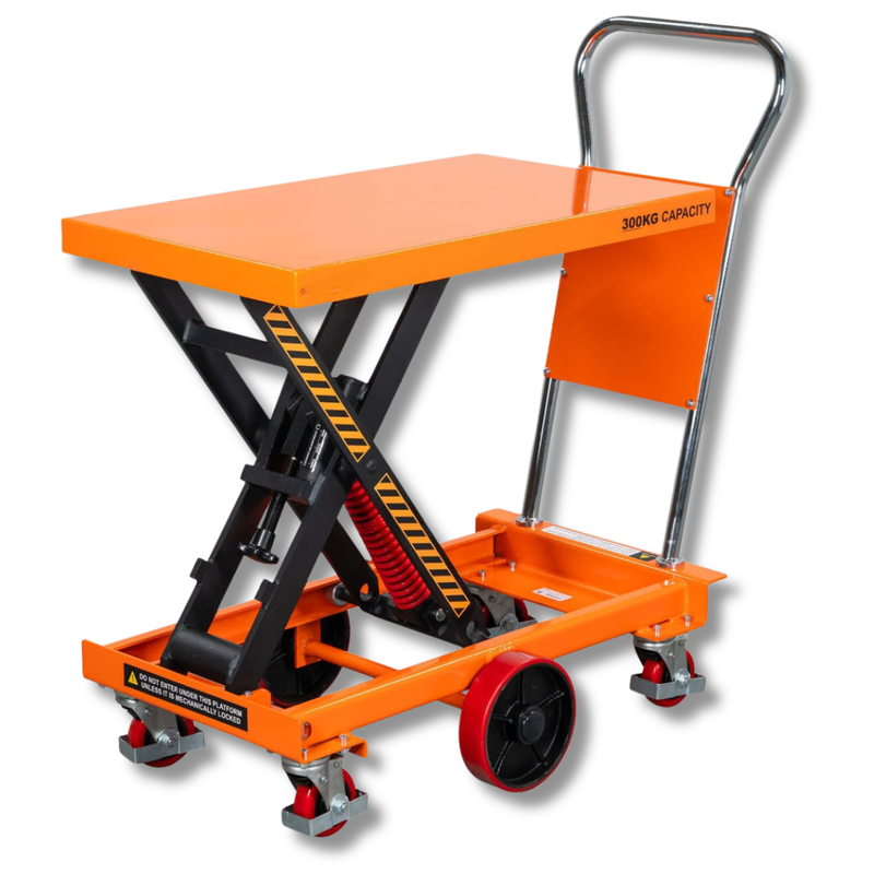 Spring Scissor Lift Trolley with Centre Wheel Kit-Hammerox Industrial