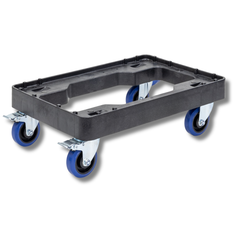 Stack & Nest Crate Dolly with Zinc Plated Castors 615 x 405 x 190mm - Black-Hammerox Industrial