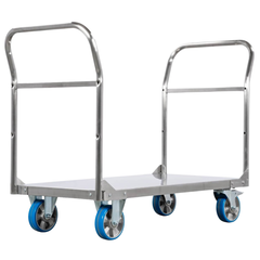 Stainless Steel Double Handle Platform Trolley-Hammerox Industrial