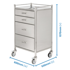 Stainless Steel Instrument Trolley with 4 Drawers-Hammerox Industrial