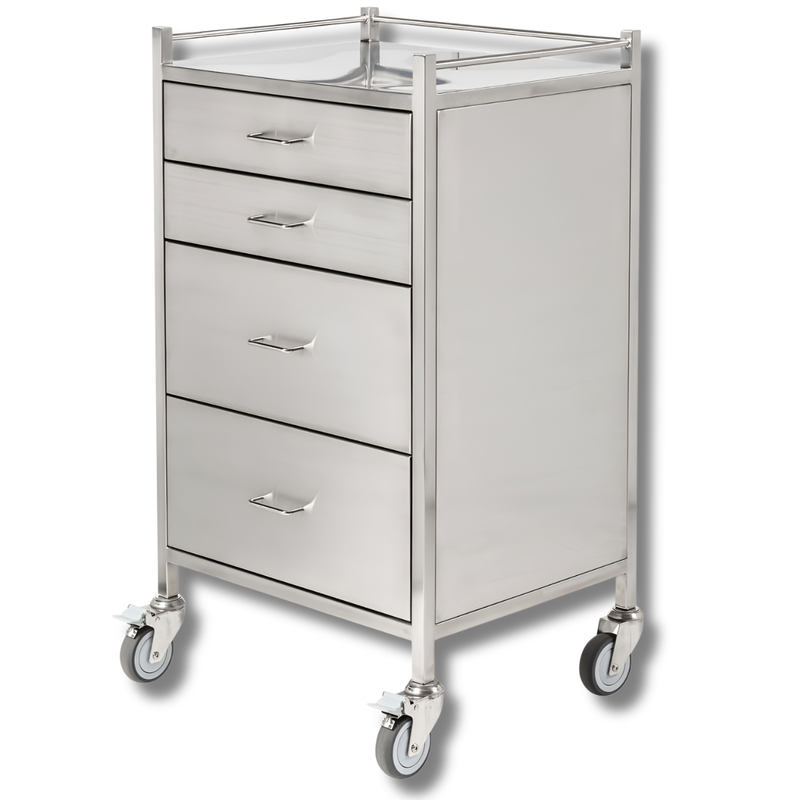 Stainless Steel Instrument Trolley with 4 Drawers-Hammerox Industrial