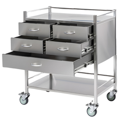 Stainless Steel Instrument Trolley with 4 Half Drawers & 1 Full Drawer-Hammerox Industrial