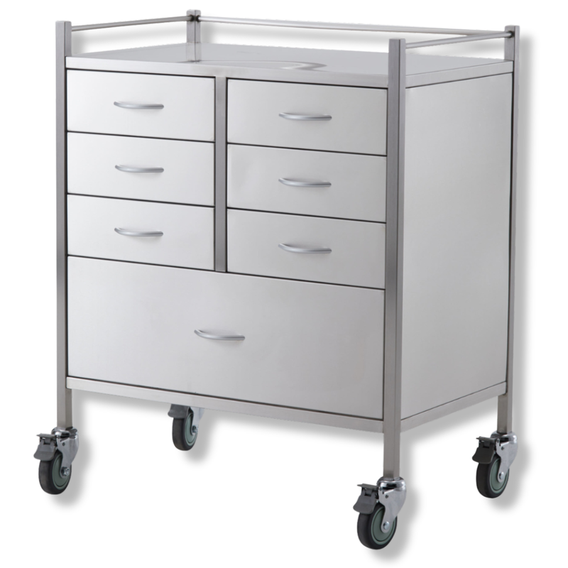 Stainless Steel Instrument Trolley with 6 Half Drawers & 1 Full Drawer-Hammerox Industrial