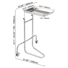 Stainless Steel Lab Cart Single Tray with Wheels