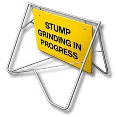 Stump Grinding in Progress Swing Stand & Sign