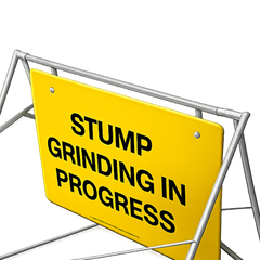 Stump Grinding in Progress Swing Stand & Sign
