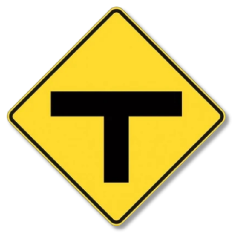T Junction Sign Class 1 Reflective 600 x 600mm