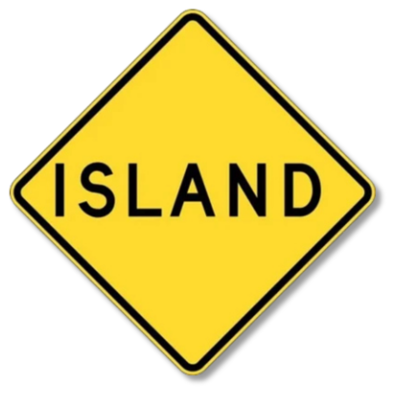 Traffic Island Sign Class 1 Reflective 600 x 600mm