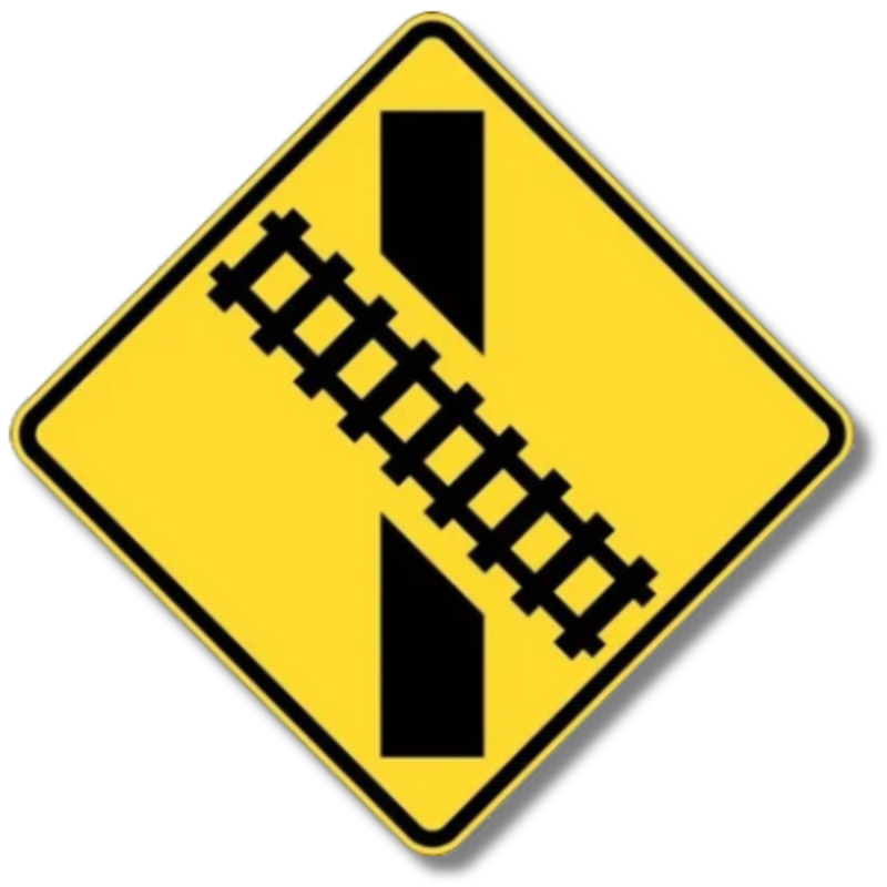 Train Crossing Angle Right Sign Class 1 Reflective 600 x 600mm