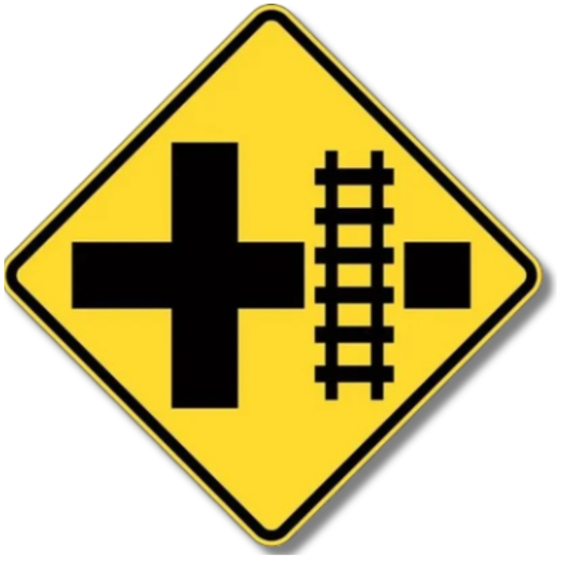 Train Crossing at Intersection Sign Class 1 Reflective 600 x 600mm