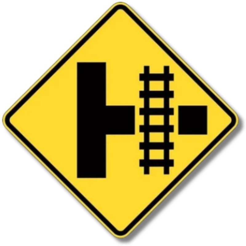 Train Crossing at T-Intersection Sign Class 1 Reflective 600 x 600mm