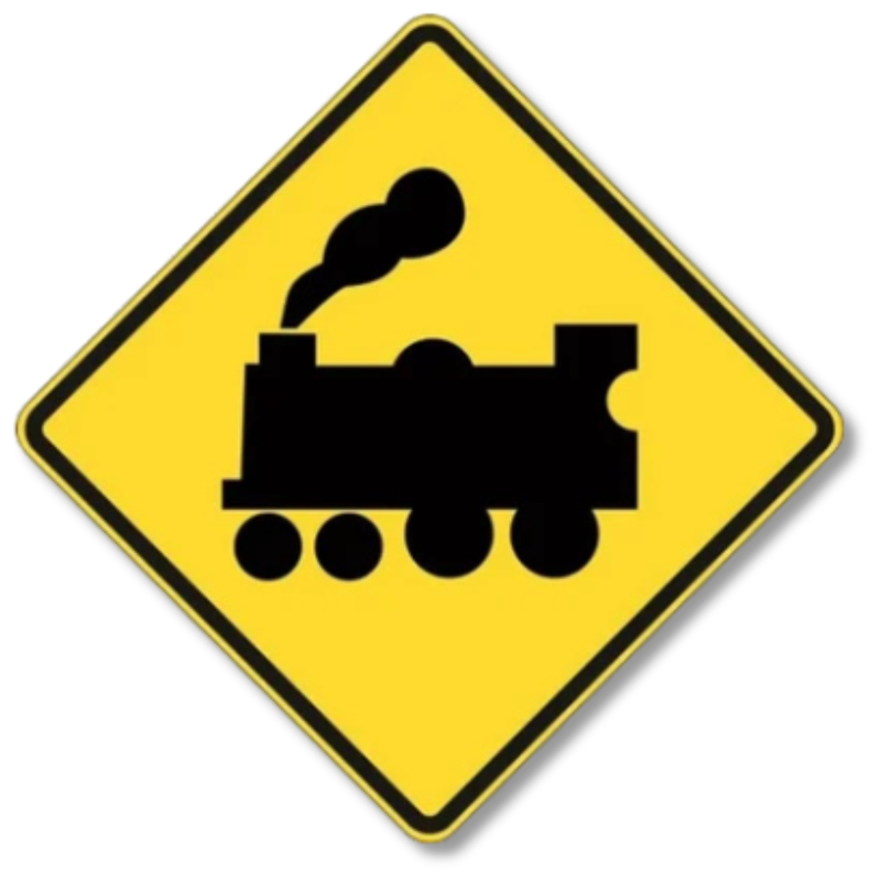 Train Entering from Left Sign Class 1 Reflective 600 x 600mm