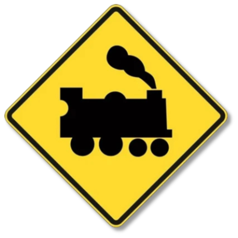 Train Entering from Right Sign 600 x 600mm