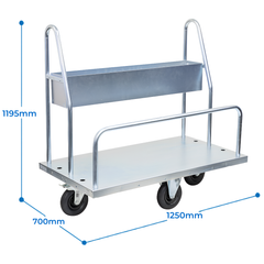 Transport Trolley with Storage Tray Flat-Free Castors-Hammerox Industrial