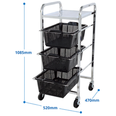 Triple Shelf Basket Trolley-Hammerox Industrial